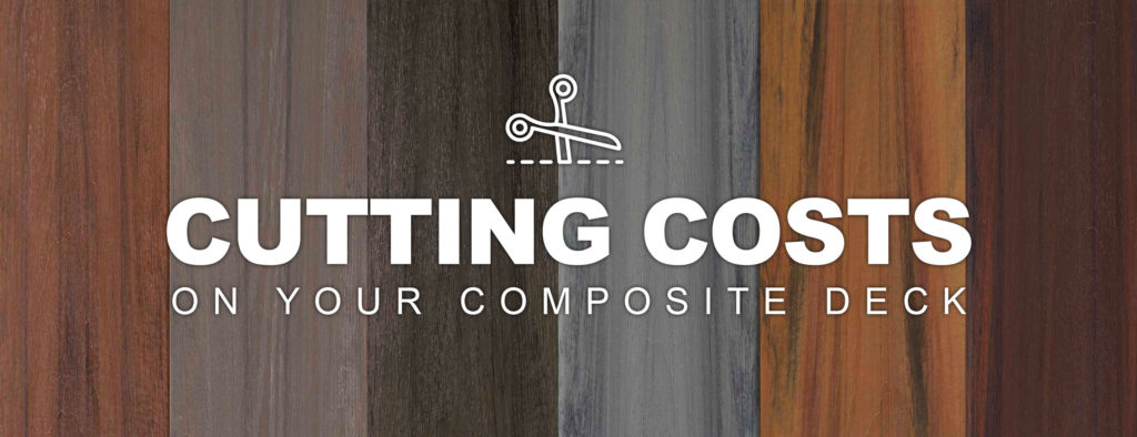 Image of composite decking with scissors and txt