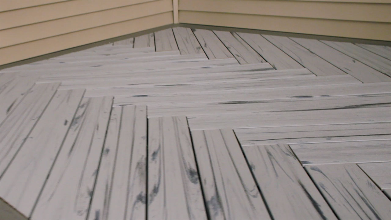 Herringbone diagonal composite decking pattern